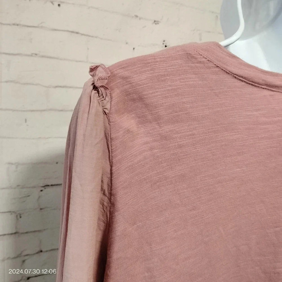 Umgee Sz Small Top Dusty Pink Flutter Ruffle Sleeves Boho Peasant Lightweight - Picture 5 of 10